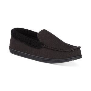 Isotoner Mens Lewis Moccasin Slippers with fleece lining Black size M 8-9